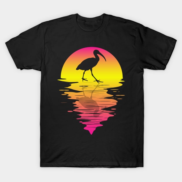 Ibis Bird Retro Sunset Color T-Shirt by Barking Boutique